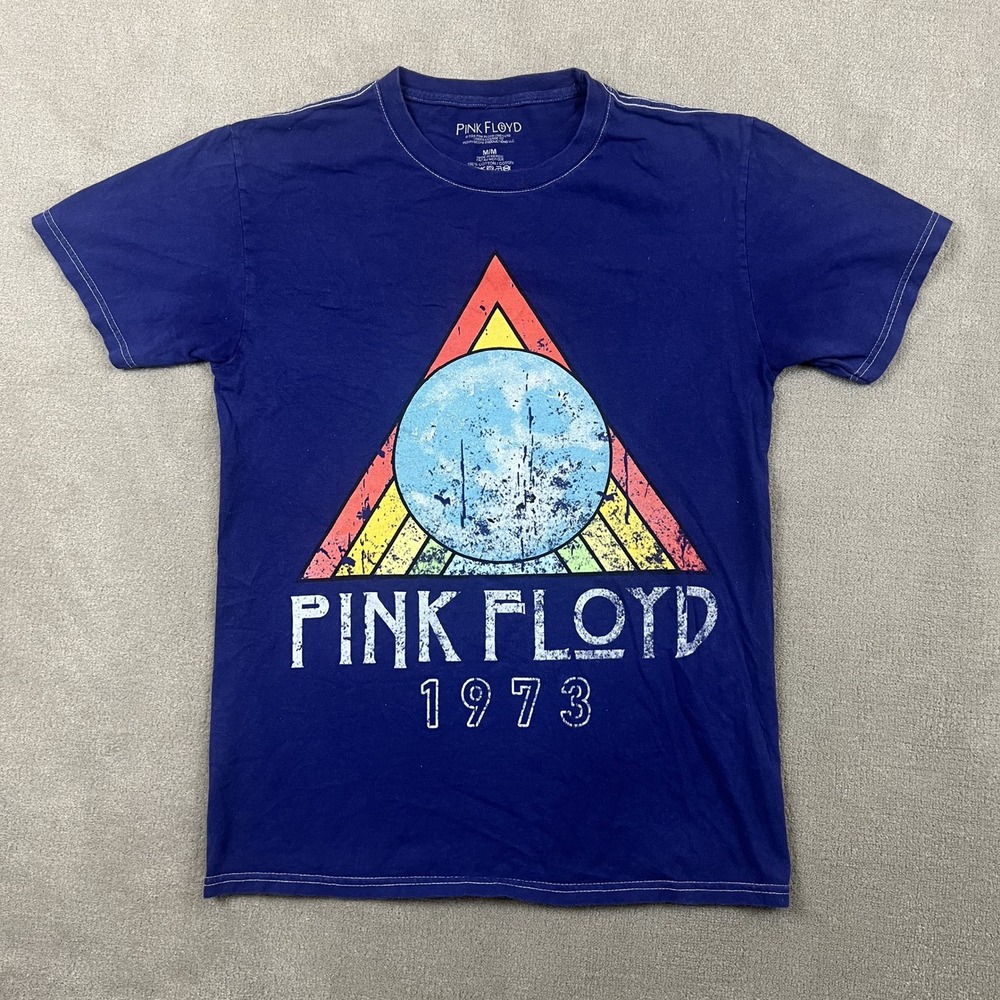 Pink Floyd T Shirt Mens Medium Navy Blue Dark Side of the Moon 1973 Prism Tee